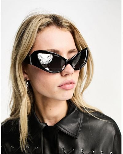ASOS Extreme Bug Cat Eye Sunglasses - Black