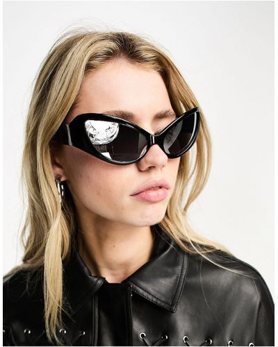 ASOS – cat-eye-sonnenbrille mit ausgeprägtem käferaugen-design - Schwarz