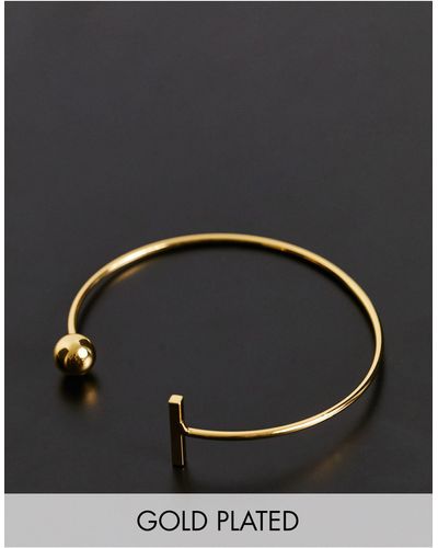 ASOS 14k Plate Cuff Bracelet With Ball And Bar Design - Gray