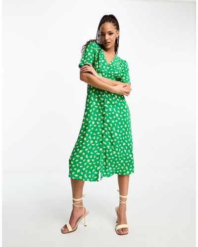 Nobody's Child Alexa Lemon Print Midi Dress - Green