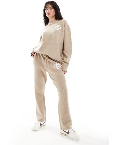 The Couture Club Fluffy Emblem Knitted Trouser - Natural