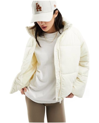 Monki Boxy Padded Jacket - White