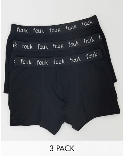French Connection Fcuk Logo 3 Pack Trunks - Black