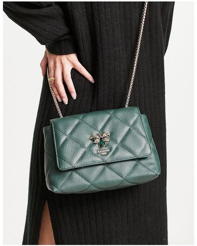 Dune Quilted Chain Strap Cross Body Bag - Black