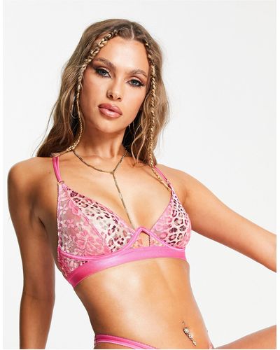 ASOS Nikita Ombre Animal Lace Exposed Underwired Bra - Pink