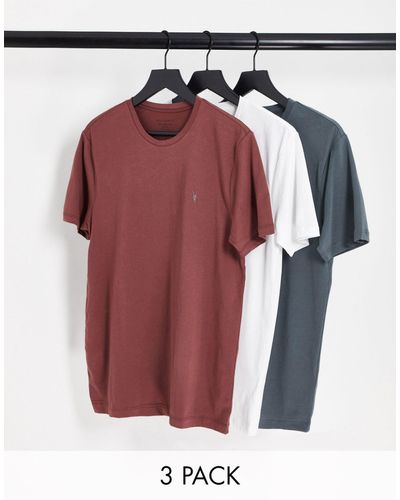 AllSaints Brace - Set Van 3 T-shirts Van Geborsteld Katoen - Blauw