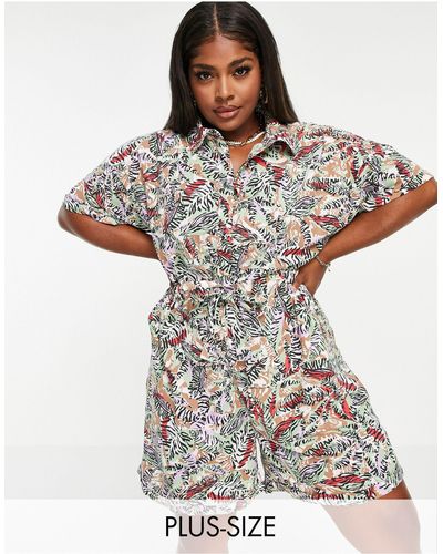 Noisy May Shirt Playsuit - Multicolor