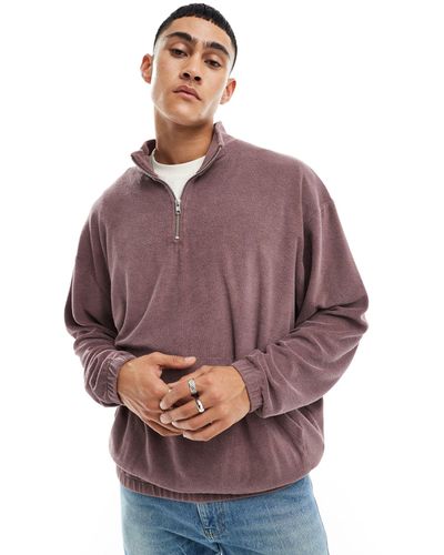 ASOS – oversize-sweatshirt aus frottee - Lila