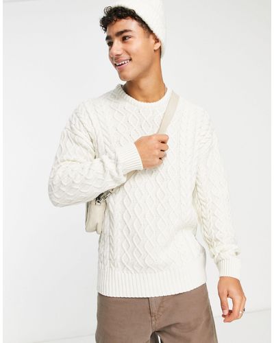 New Look Heavy Cable Knit Sweater - White