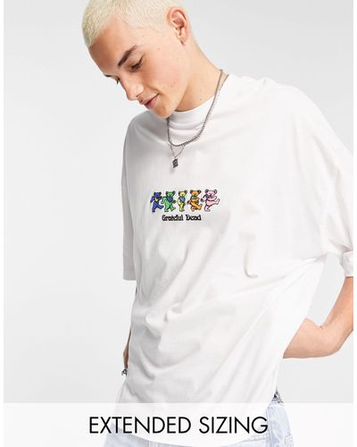 ASOS T-shirt oversize avec imprimé ours « grateful dead » - Blanc