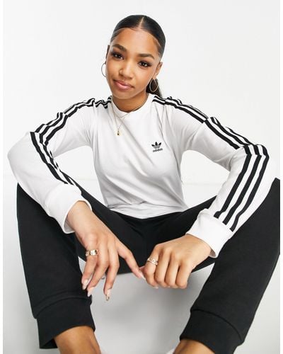 adidas Originals – langärmliges shirt mit den drei streifen - Schwarz