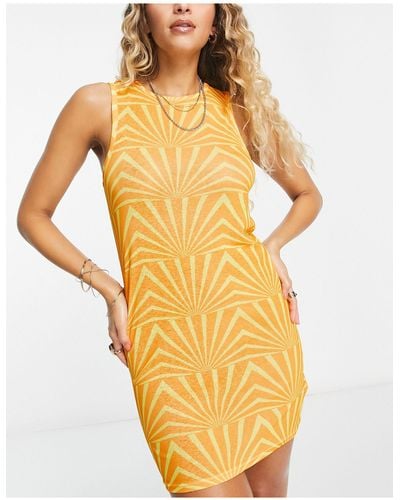 It's Now Cool Premium Pop Mesh Summer Beach Dress - Yellow