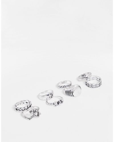 ASOS Set Van 8 Verschillende Ringen Met Reliëf En Slangontwerp - Metallic