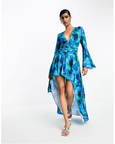 Annorlunda Reef Print High-low Mini Dress - Blue