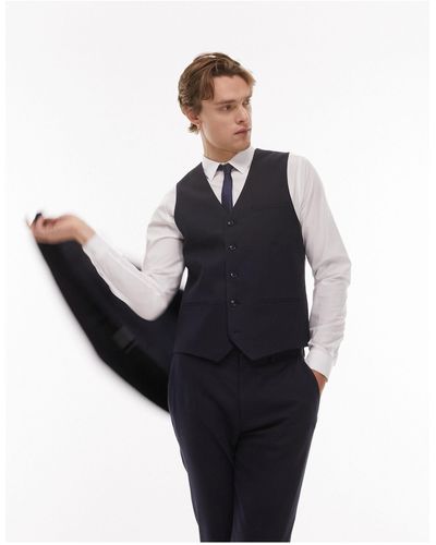 TOPMAN Textured Suit Waistcoat - Black