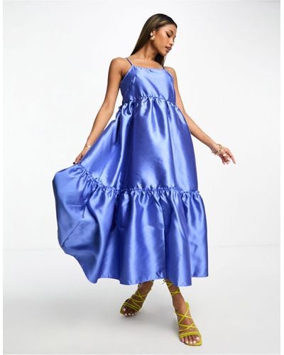 Y.A.S Structured Prom Midi Dress - Blue