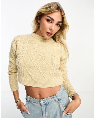 Cotton On Cotton On Ultra Crop Cable Knit Pullover - Natural
