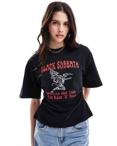 ASOS Corset Waist T-shirt With Sabbath Licence Graphic - Black