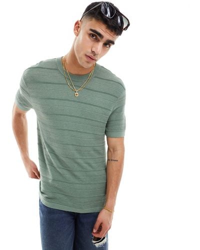 Hollister – lockeres t-shirt aus strick - Grün