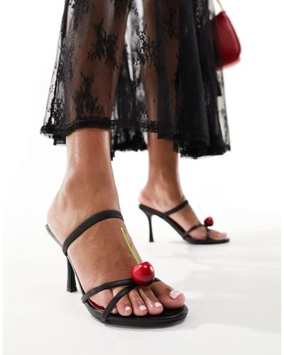 Public Desire Cherish Strappy Heeled Sandals With Cherry - Black