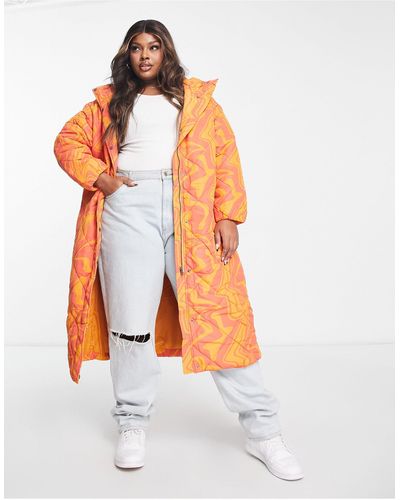 Glamorise Caterpillar - manteau matelassé à imprimé marbré - orange