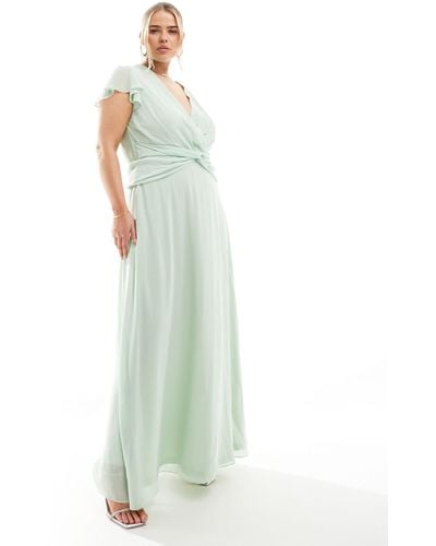 Tfnc Plus Bridesmaid Wrap Front Maxi Dress - Green