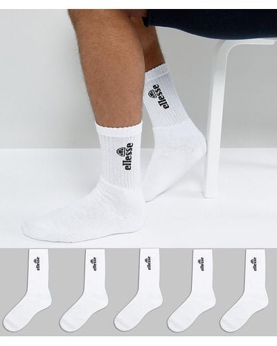Ellesse 5 Pack Sports Sock - White