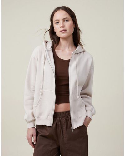 Cotton On Classic Zip-through Hoodie - Natural