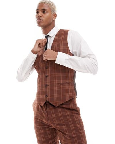 ASOS Super Skinny Suit Waistcoat - Brown
