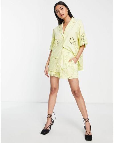 ASOS Embroidered Cutwork Short - Yellow