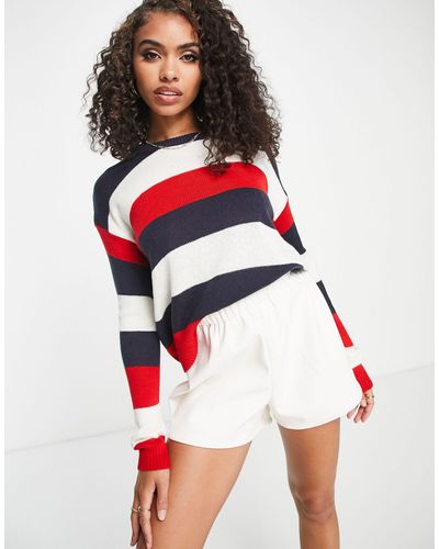 Brave Soul Chess Boxy Jumper in Red | Lyst