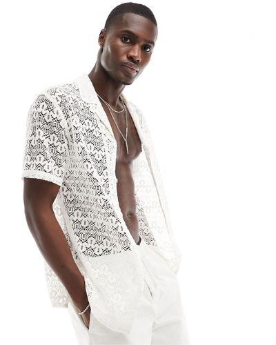 Another Influence Knitted Beach Shirt - White