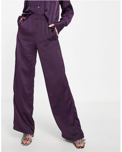 JJXX Kira Satin Dad Trousers Co-ord - Purple