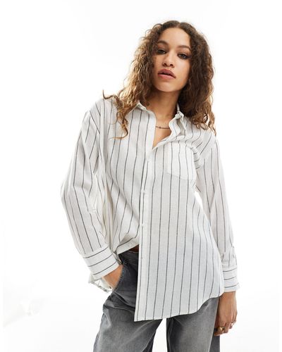 Reclaimed (vintage) Shirt -way Asymmetric Wrap Shirt - White