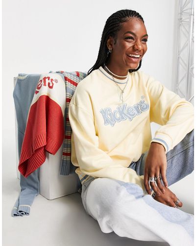 Kickers – locker geschnittenes sweatshirt mit stickerei und borten mit vintage-streifen - Weiß