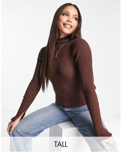 Threadbare Tall Ellie Split Sleeve Sweater - Brown