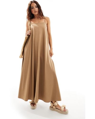 ASOS Trapeze Midi Cami Dress - Natural