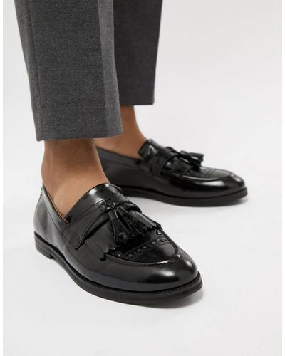 House Of Hounds Wide Fit Archer Tassel Loafers - Black
