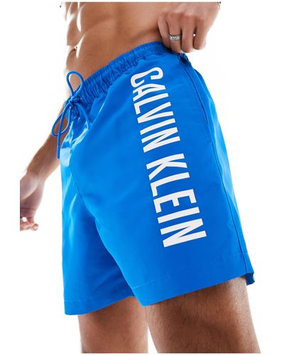Calvin Klein Intense Power Medium Drawstring Swim Shorts - Blue