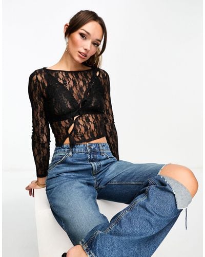 EDITED Sheer Lace Top - Blue