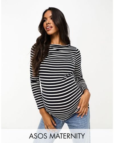 ASOS Asos Design Maternity Long Sleeve Striped T-shirt - Black