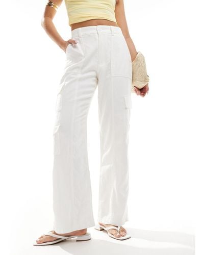 Hollister Linen Cargo Trouser - White