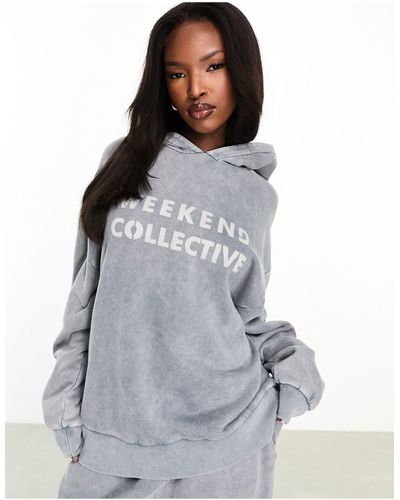 ASOS Co-ord Oversized Hoodie With Bleach Logo - Gray