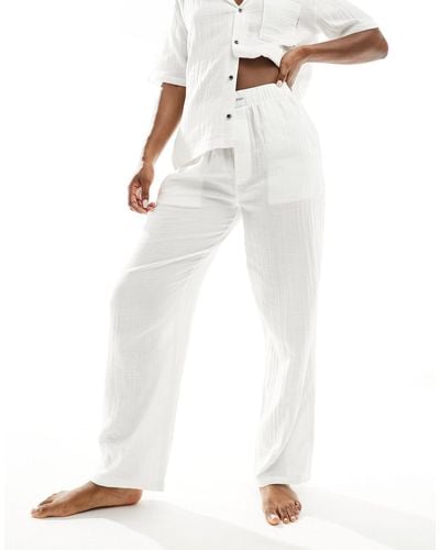 Calvin Klein Textured Cotton Sleep Trousers - White