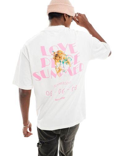 Sixth June T-shirt ample à imprimé love summer - Blanc