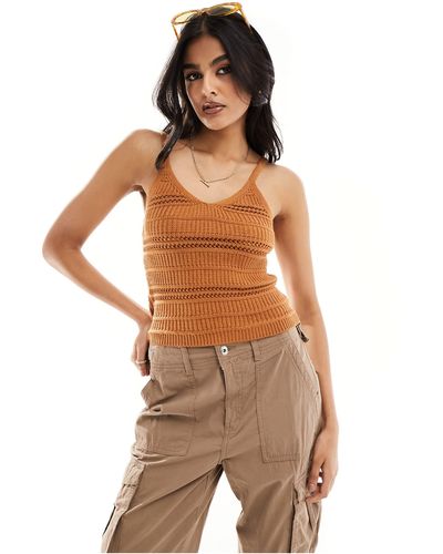 New Look Knitted Cami Singlet - Brown