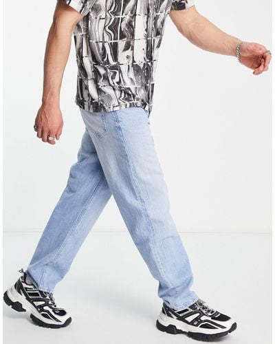 Bershka Jeans dritti medio stile anni '90 - Blu