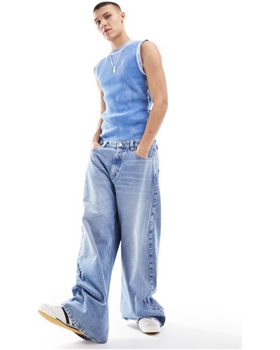 Collusion X015 - jeans ampi a vita bassa lavaggio medio - Blu