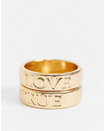 Pieces True Love 2 Pack Rings - Natural