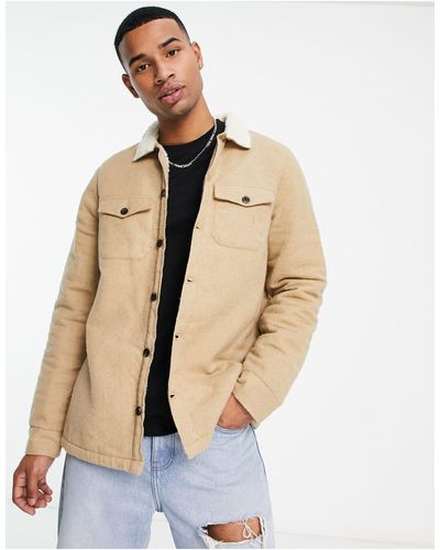 Threadbare Camicia giacca color cammello foderata - Neutro